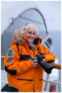 Cindy Miller Hopkins, Photo Ambassador PONANT, with camera on board