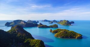Bird eye view of Angthong national marine park, koh Samui, Thailand