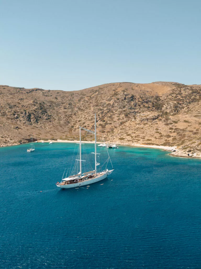 Sailing yacht Rhea under sail off Greece