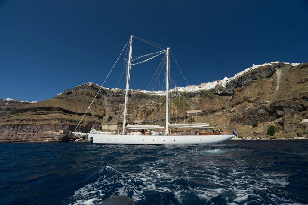 Sailing yacht Rhea under sail off Greece