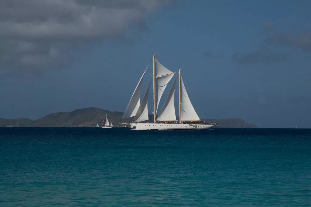 Sailing yacht Chronos under sail off the Caribbean