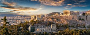 Die Akropolis von Athen im Abendlicht