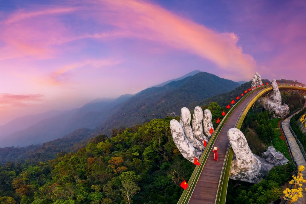 Da Nang - the Golden Bridge in the Ba Na Hills, held up by two giant stone hands
