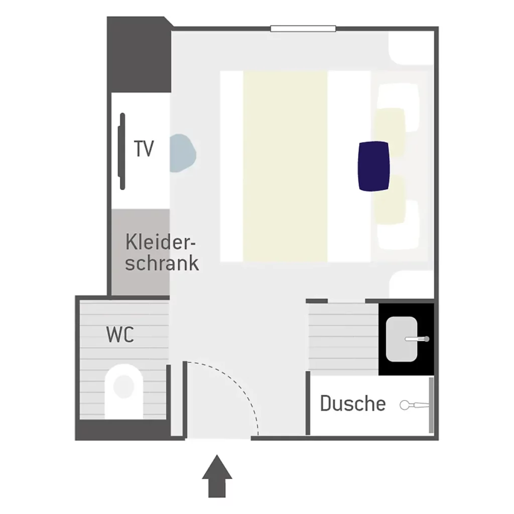 Grundriss Außenkabine mit Panoramafenster oder Bullauge